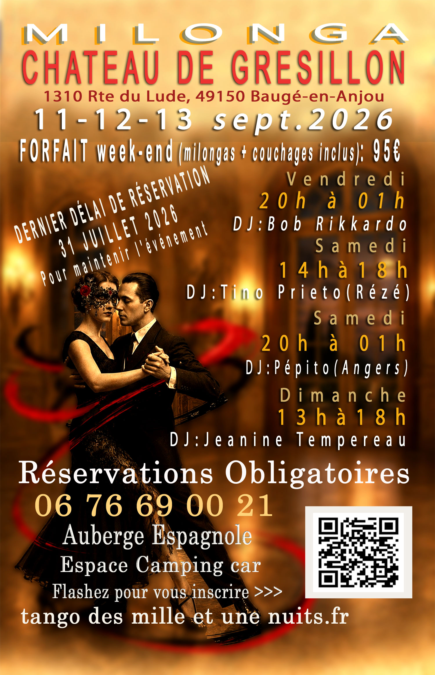 Programme complet Milonga Château de Grésillon – Tango des Mille et Une Nuits